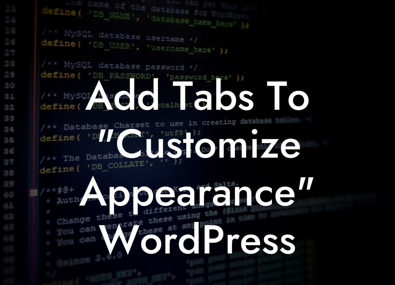 Add Tabs To "Customize Appearance" WordPress