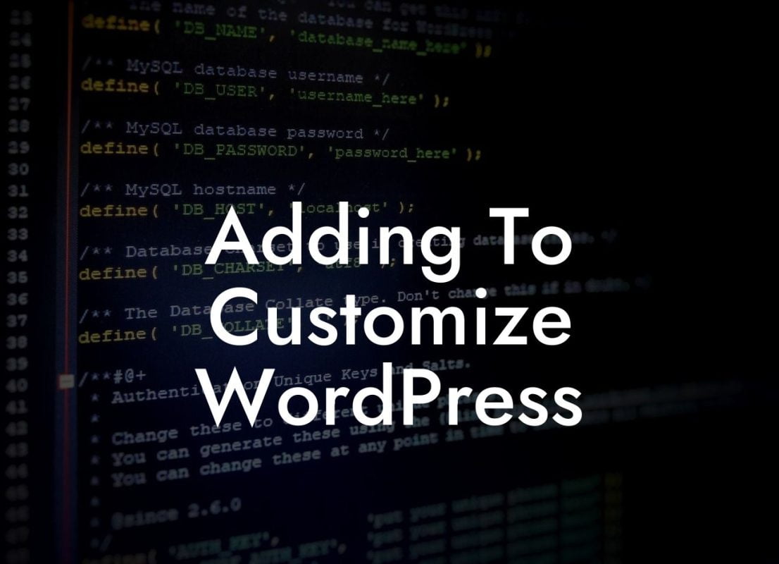 Adding To Customize WordPress