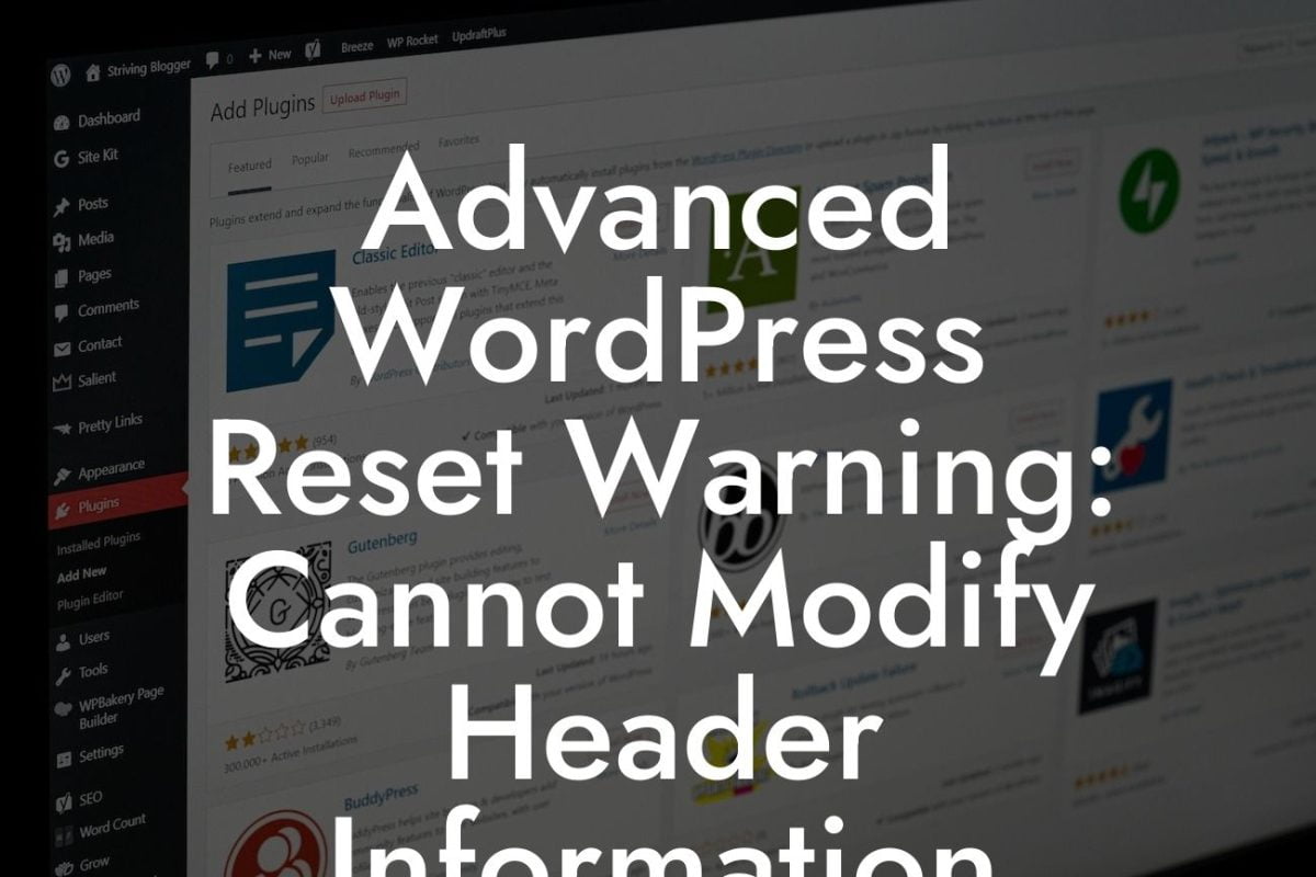 Advanced WordPress Reset Warning: Cannot Modify Header Information