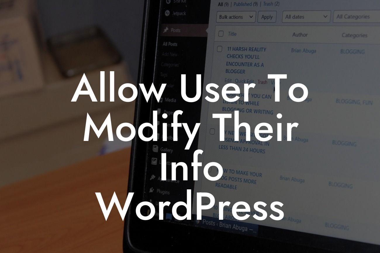 Allow User To Modify Their Info WordPress