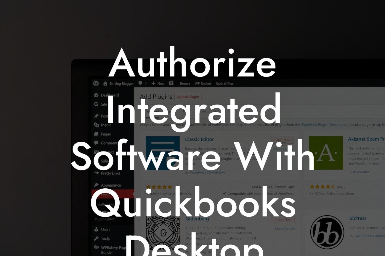 Authorize Integrated Software With Quickbooks Desktop