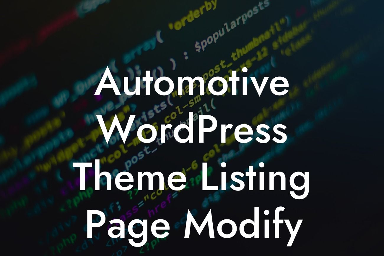 Automotive WordPress Theme Listing Page Modify