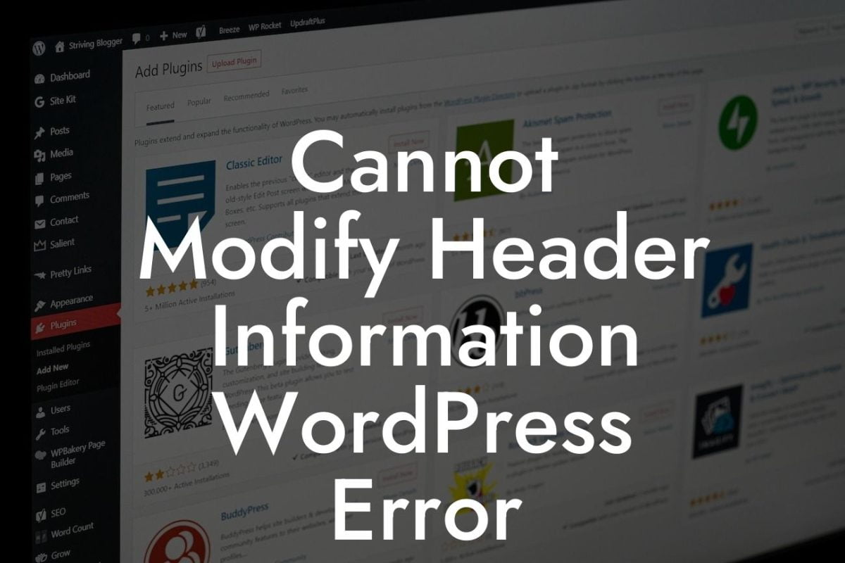 Cannot Modify Header Information WordPress Error