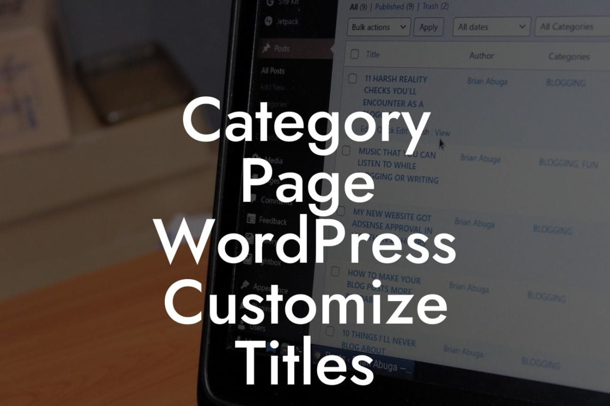 Category Page WordPress Customize Titles