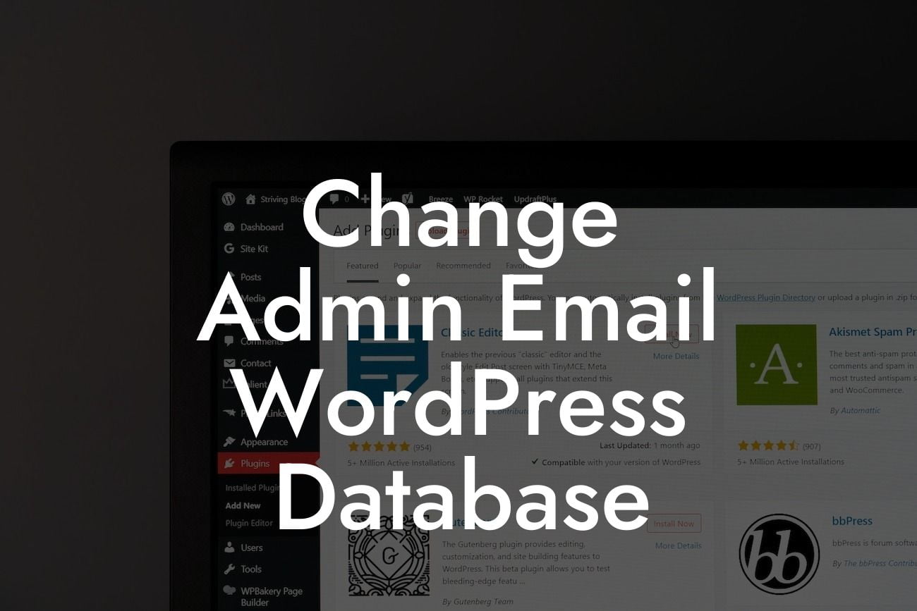 Change Admin Email WordPress Database