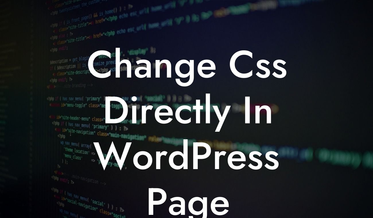 Change Css Directly In WordPress Page