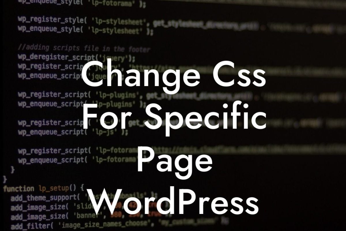 Change Css For Specific Page WordPress