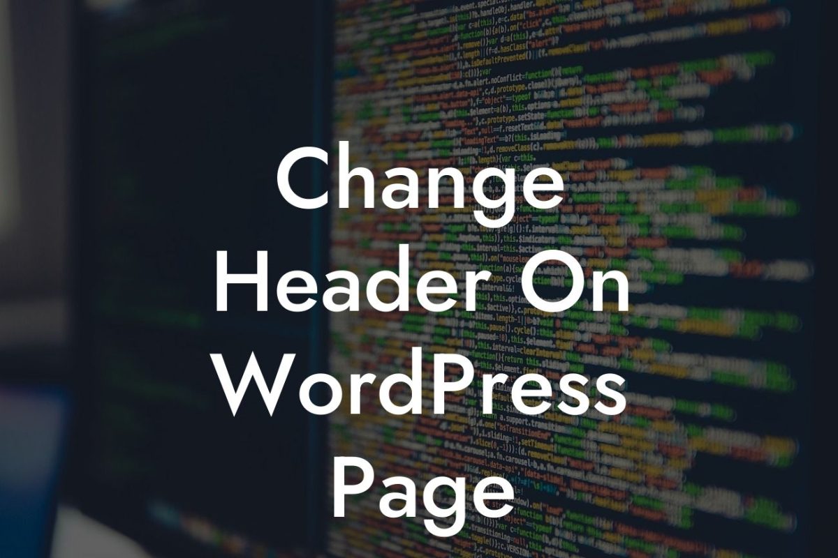 Change Header On WordPress Page