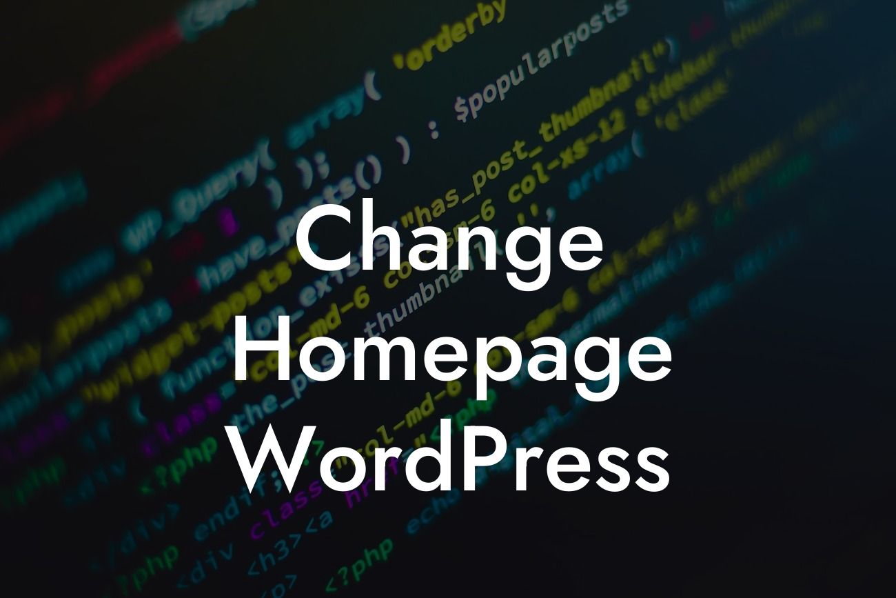 Change Homepage WordPress