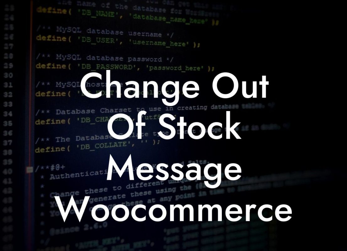 Change Out Of Stock Message Woocommerce