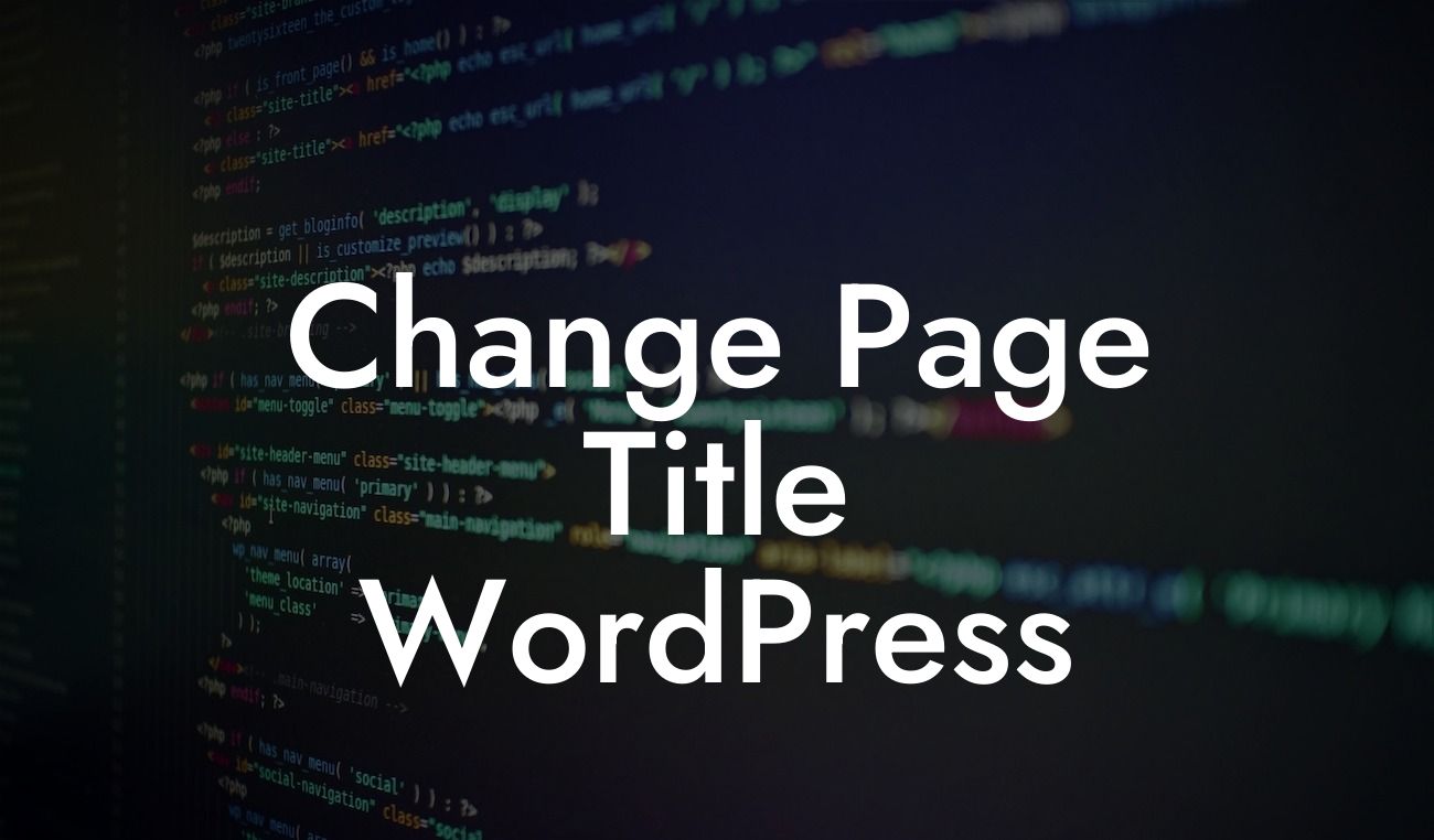 Change Page Title WordPress