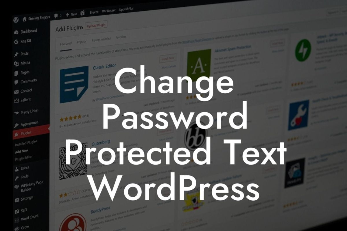 Change Password Protected Text WordPress