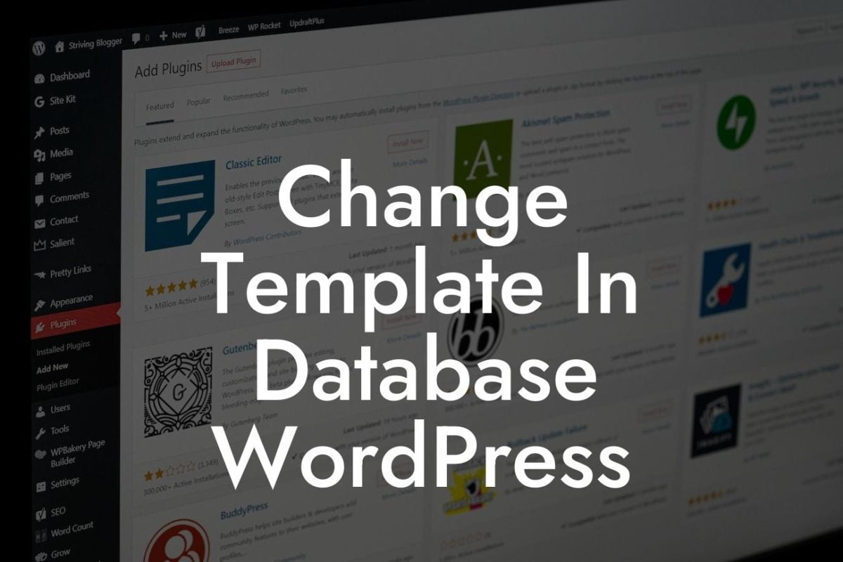 Change Template In Database WordPress