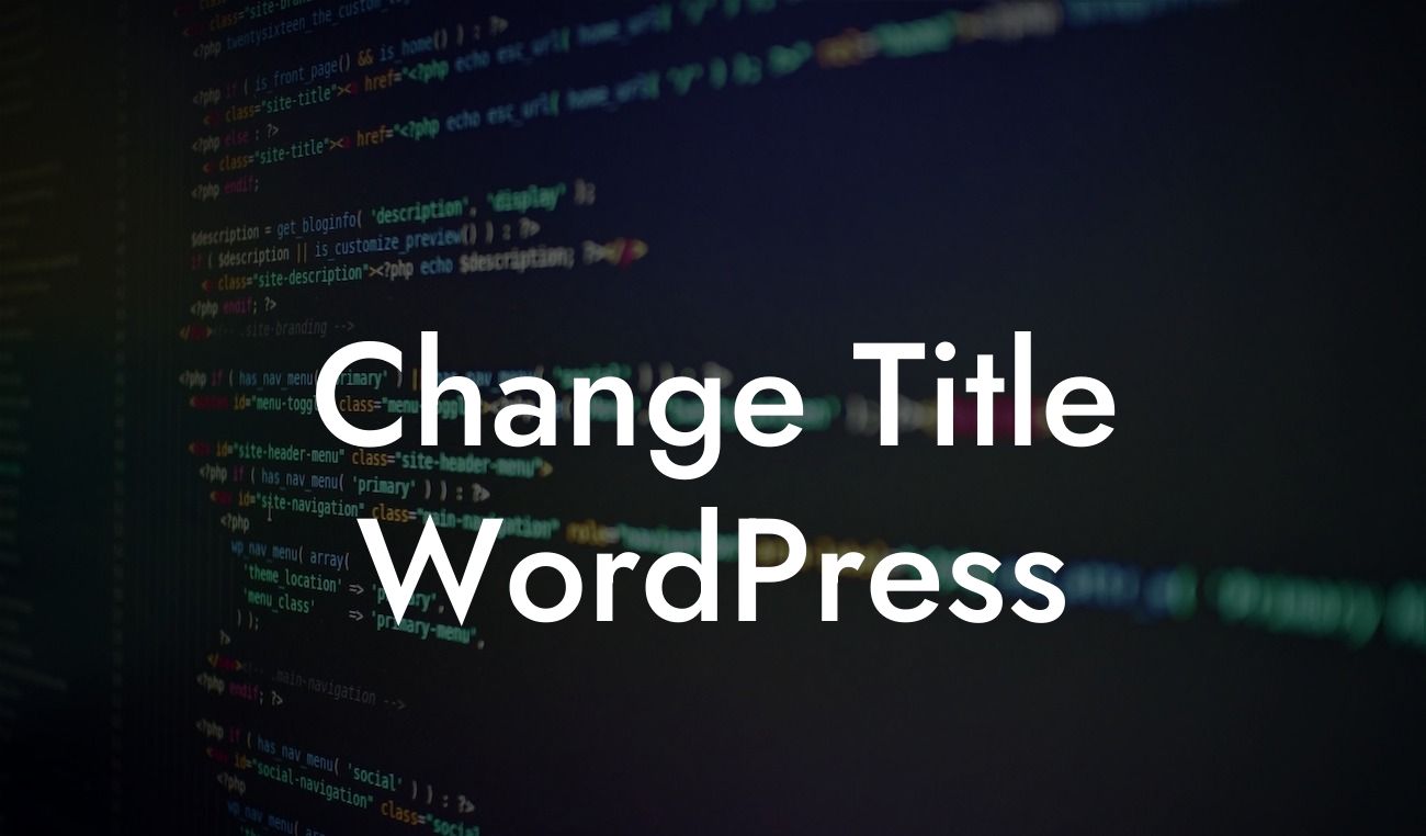 Change Title WordPress