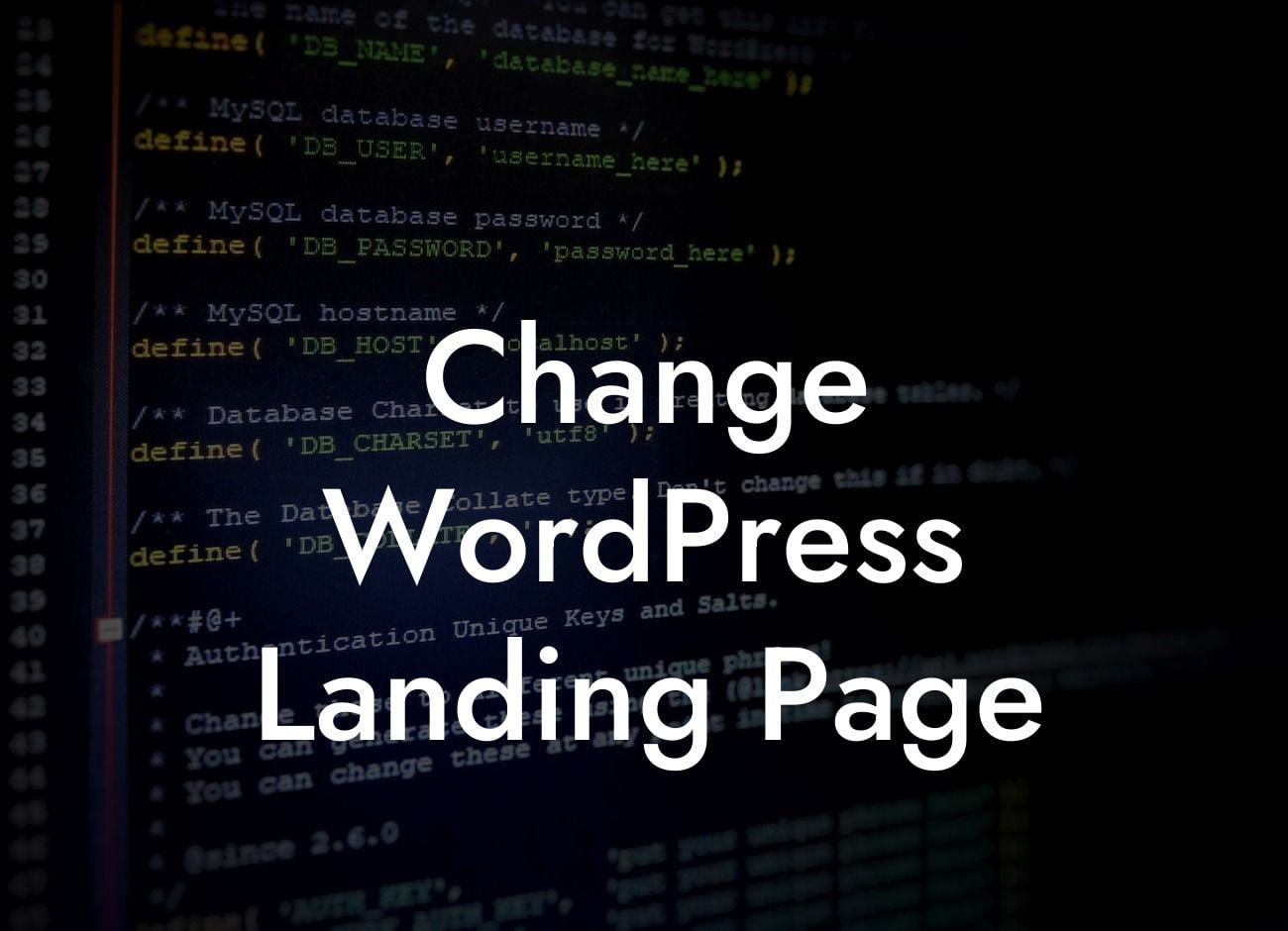 Change WordPress Landing Page