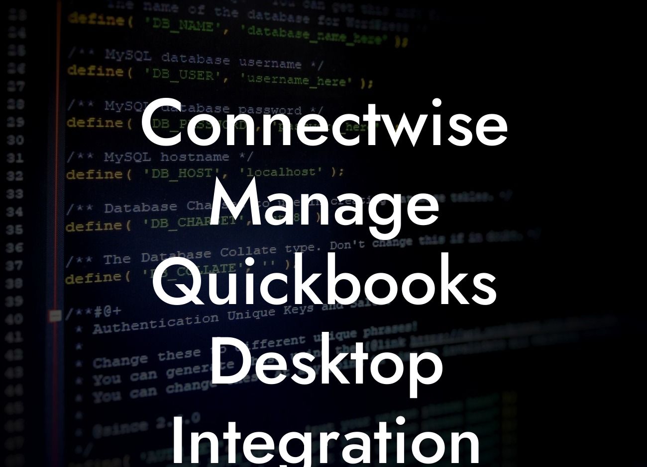 Connectwise Manage Quickbooks Desktop Integration