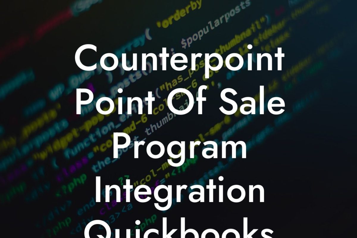 Counterpoint Point Of Sale Program Integration Quickbooks