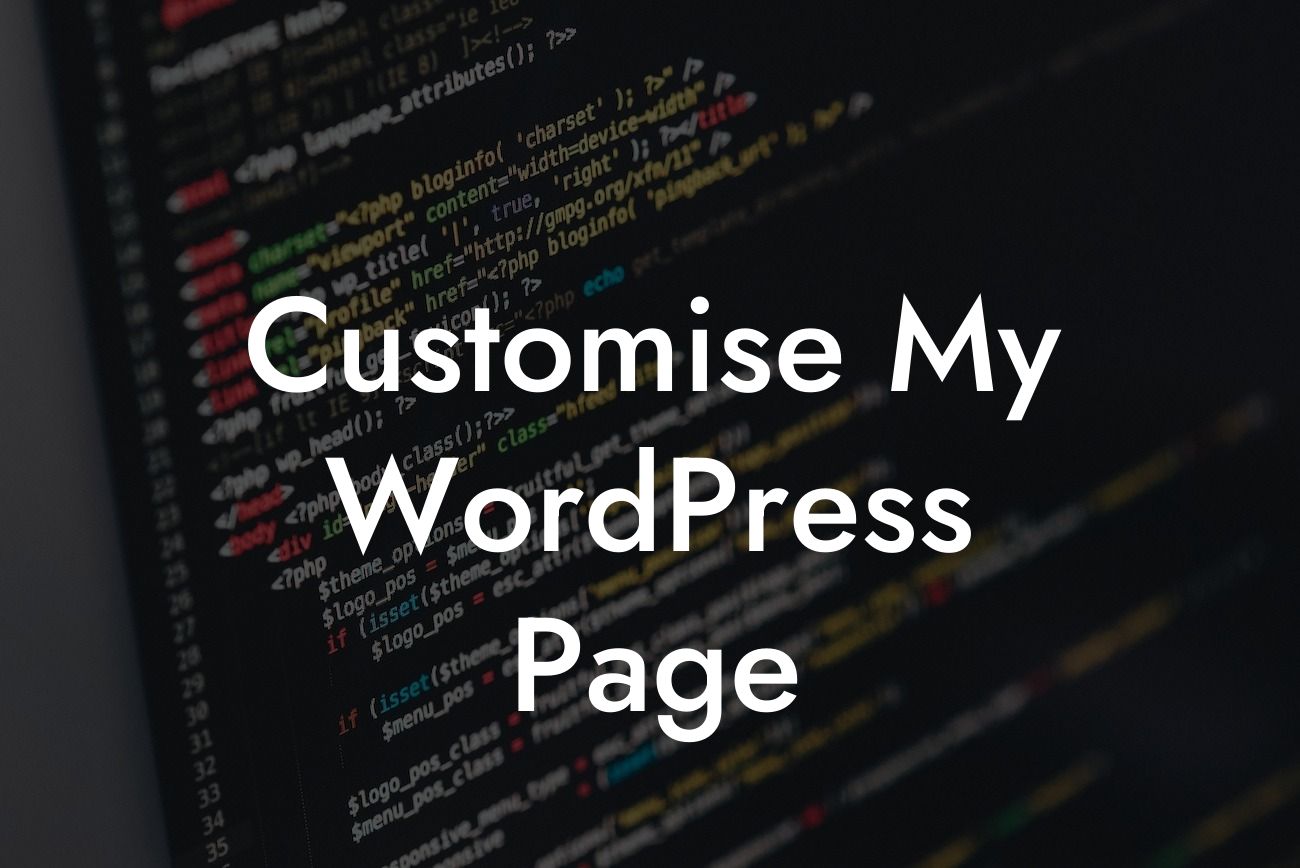 Customise My WordPress Page