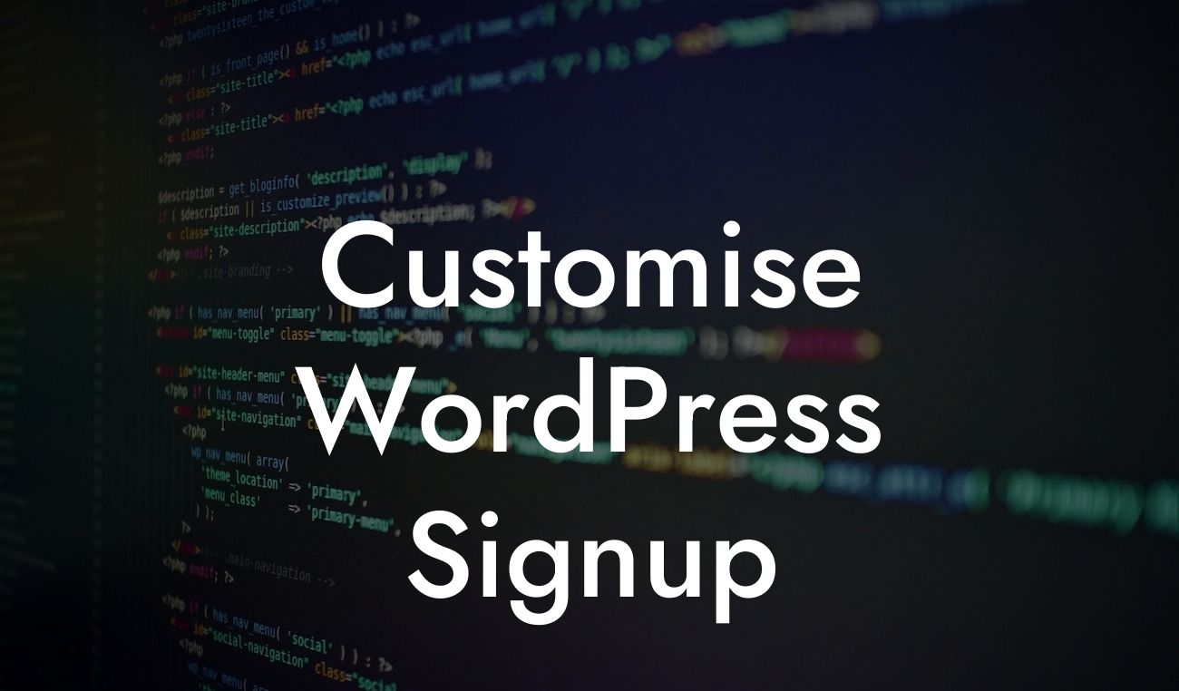 Customise WordPress Signup