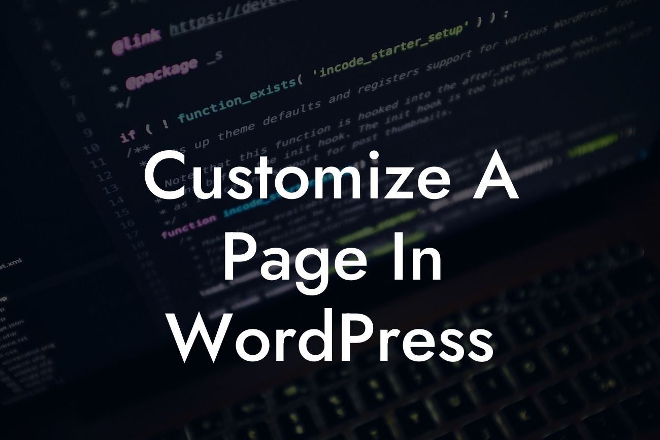 Customize A Page In WordPress