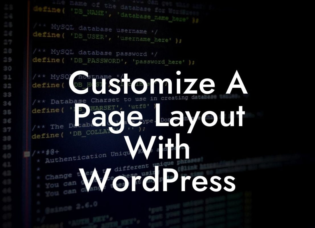 Customize A Page Layout With WordPress