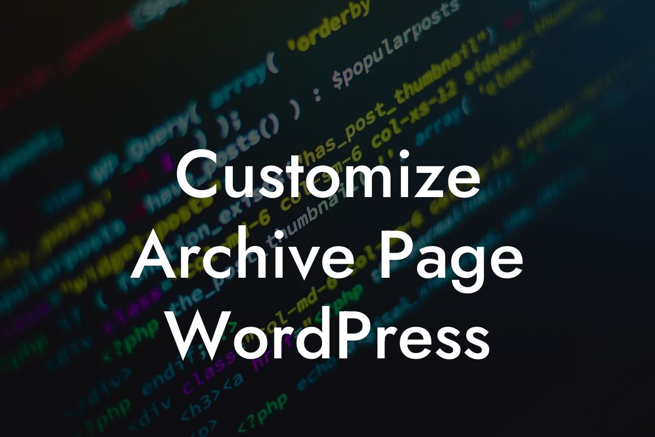 Customize Archive Page WordPress