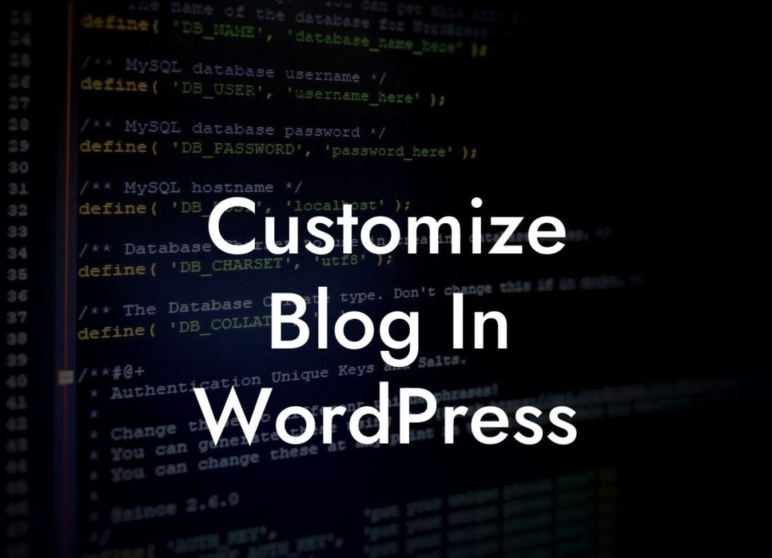 Customize Blog In WordPress