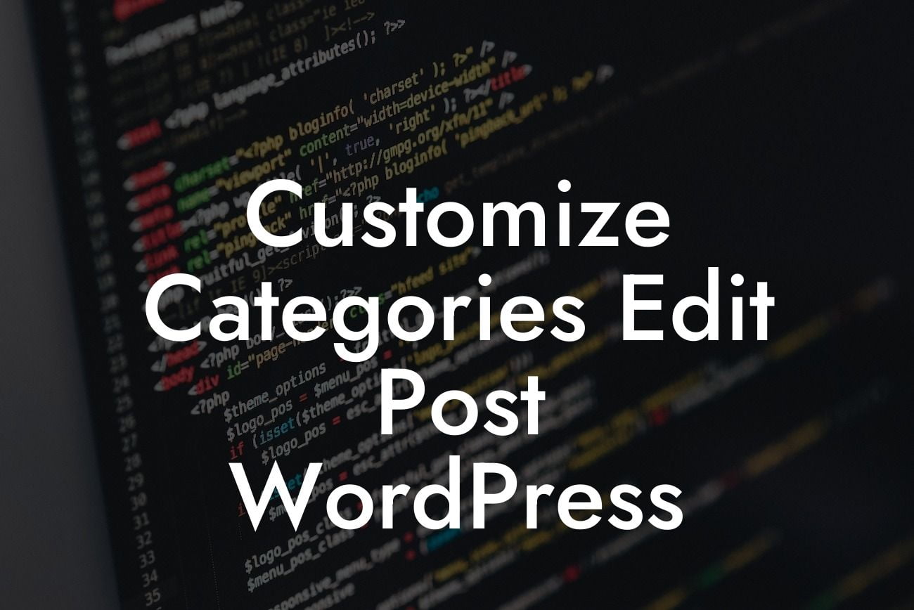 Customize Categories Edit Post WordPress