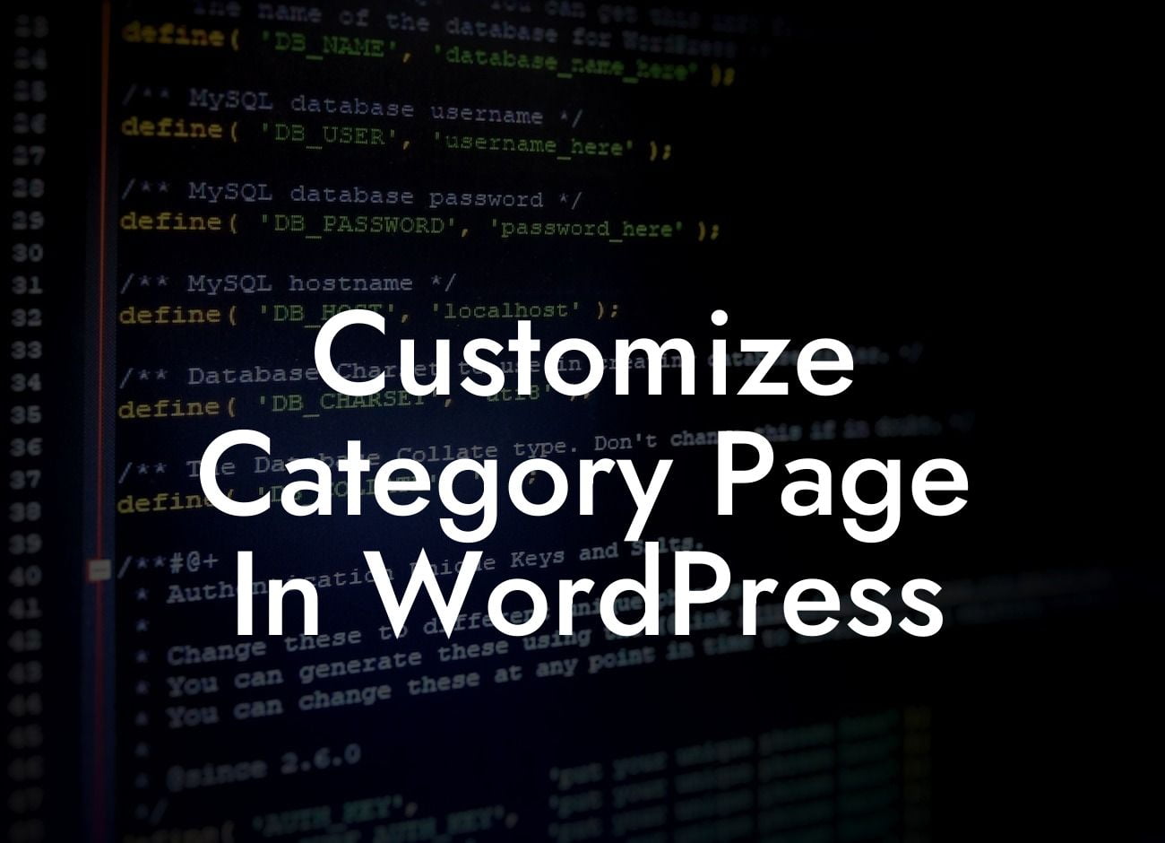 Customize Category Page In WordPress