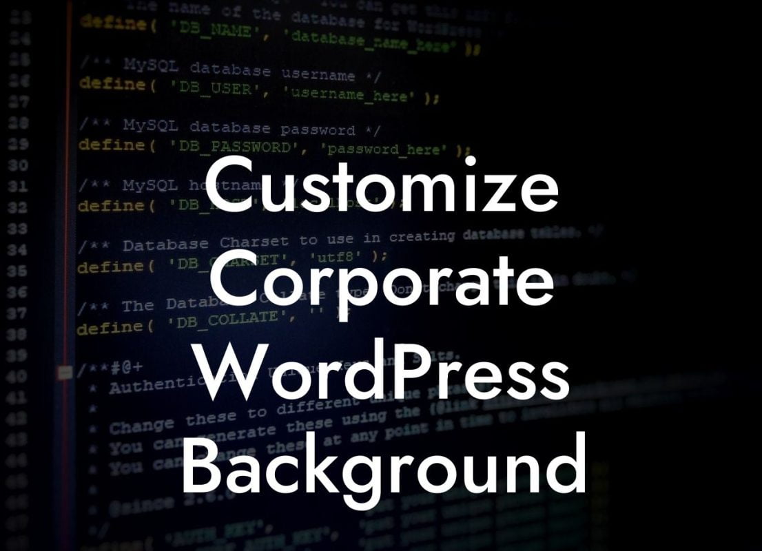 Customize Corporate WordPress Background