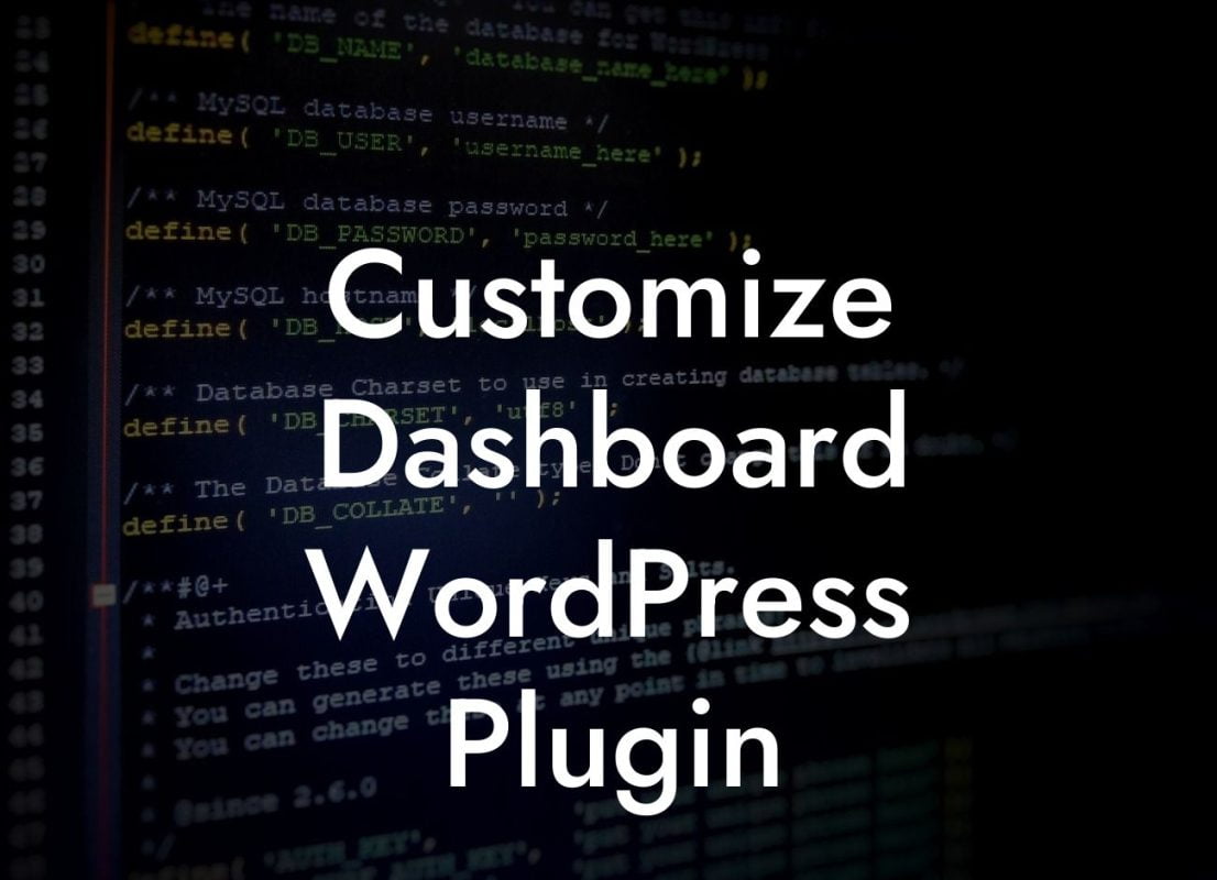 Customize Dashboard WordPress Plugin