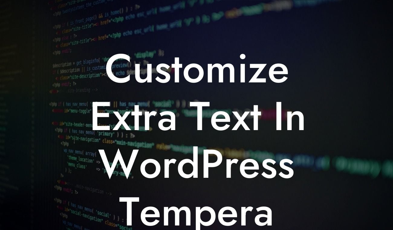 Customize Extra Text In WordPress Tempera