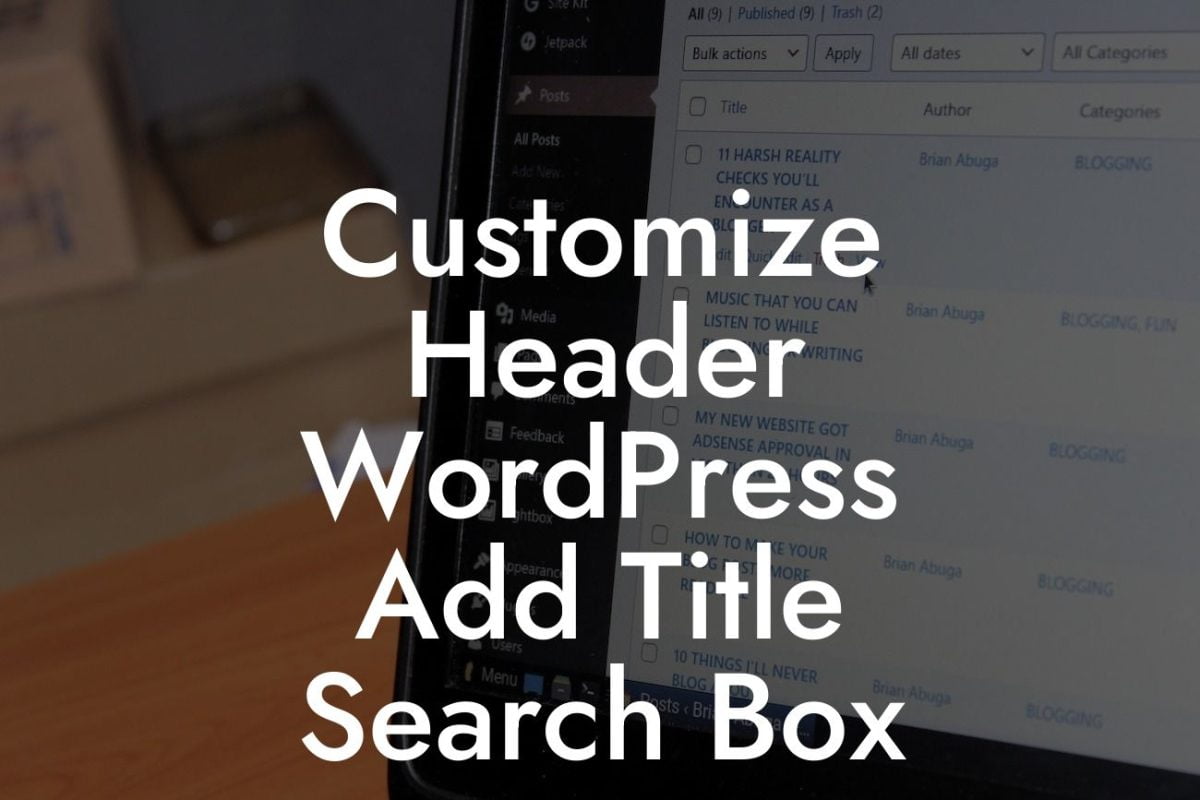 Customize Header WordPress Add Title Search Box