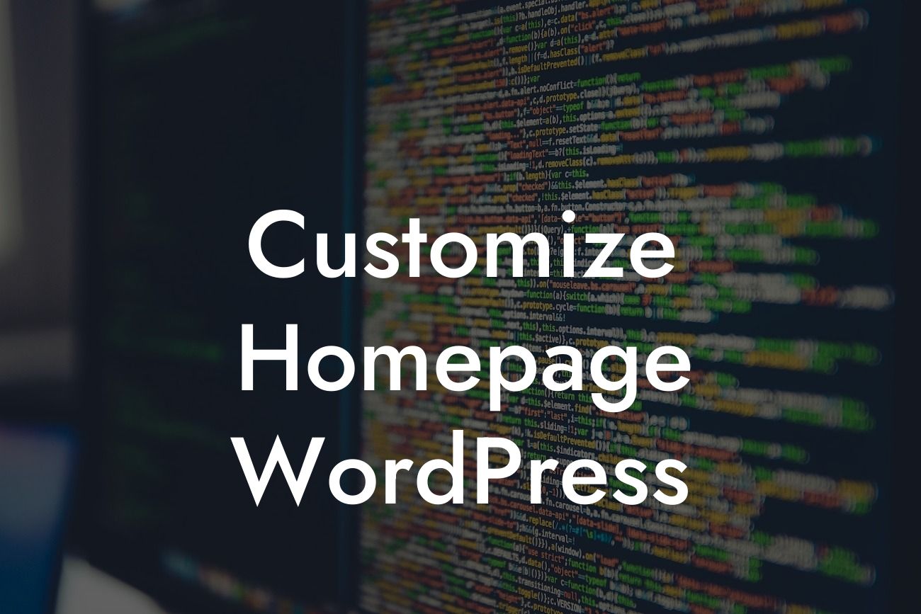 Customize Homepage WordPress