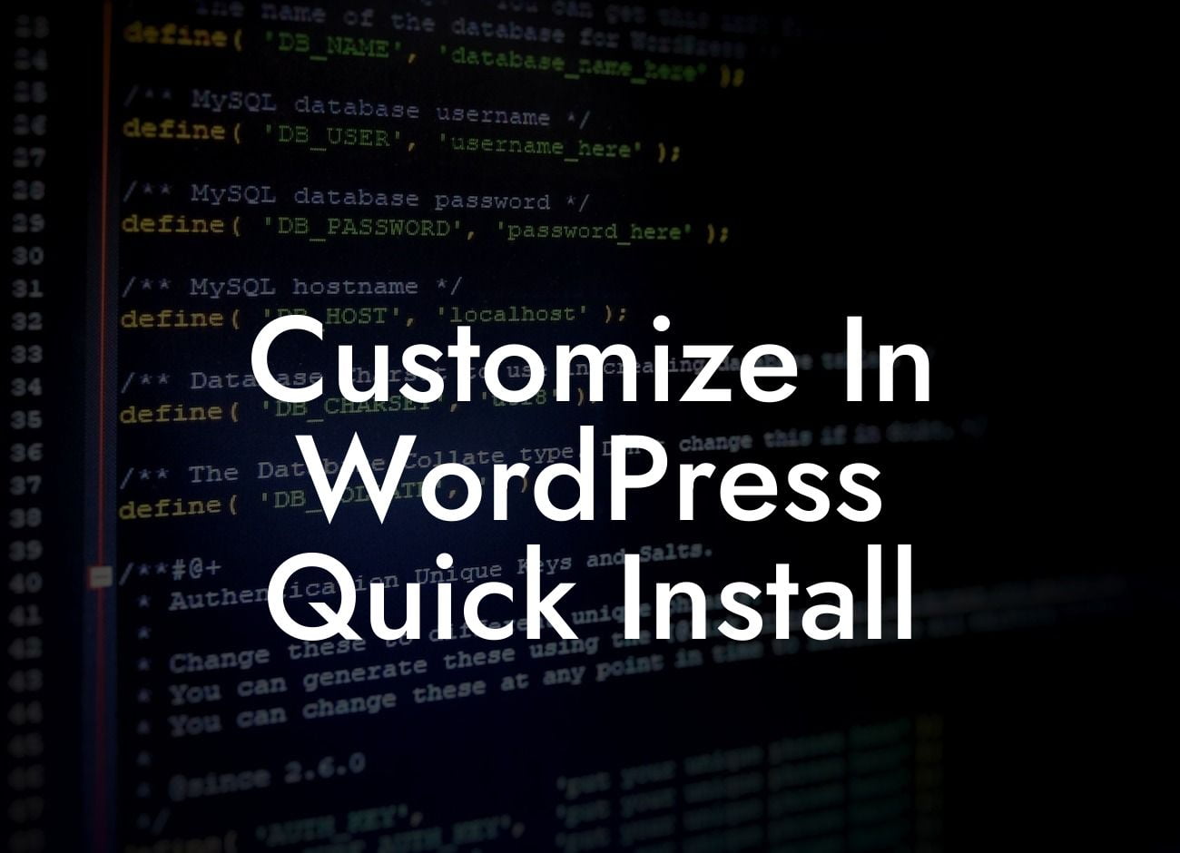 Customize In WordPress Quick Install