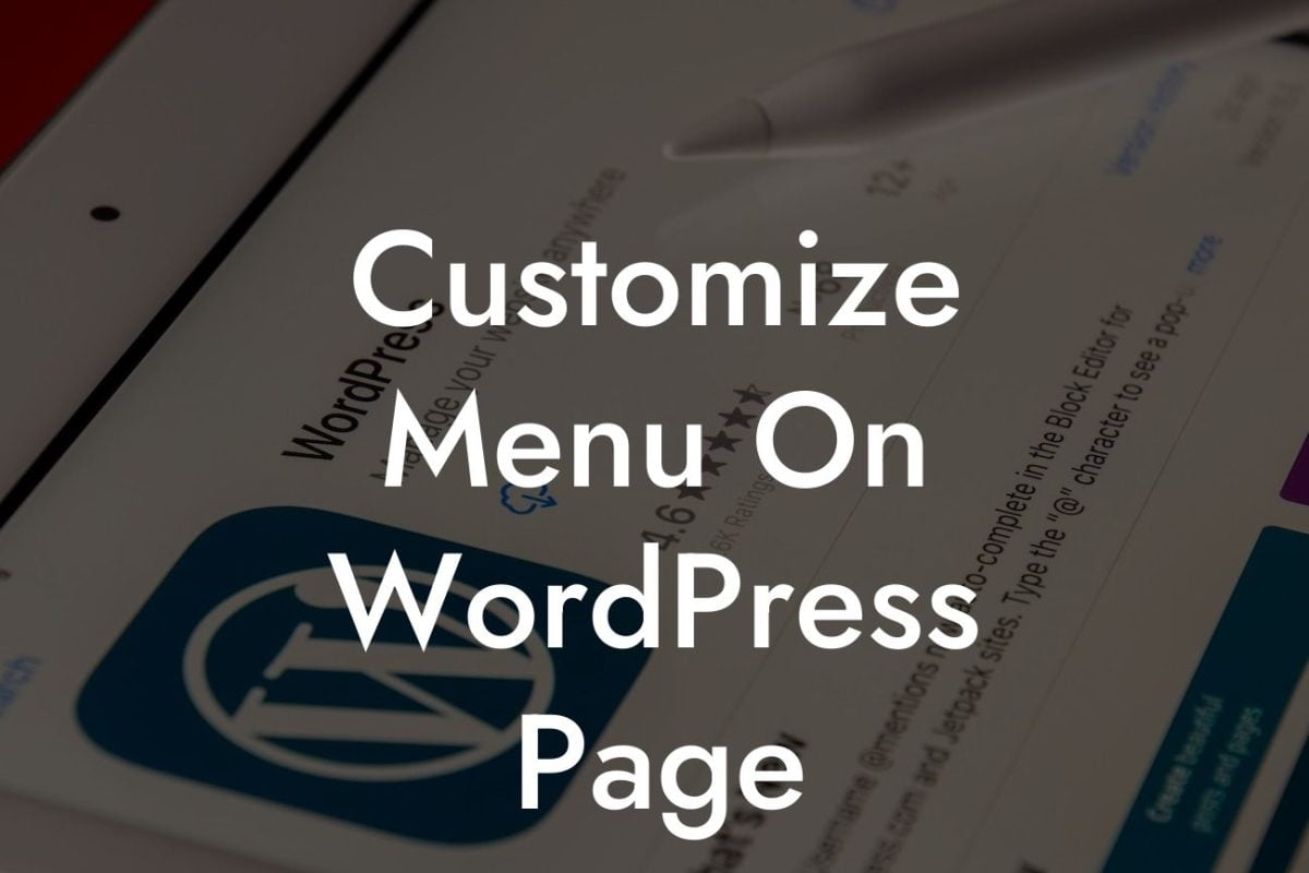 Customize Menu On WordPress Page