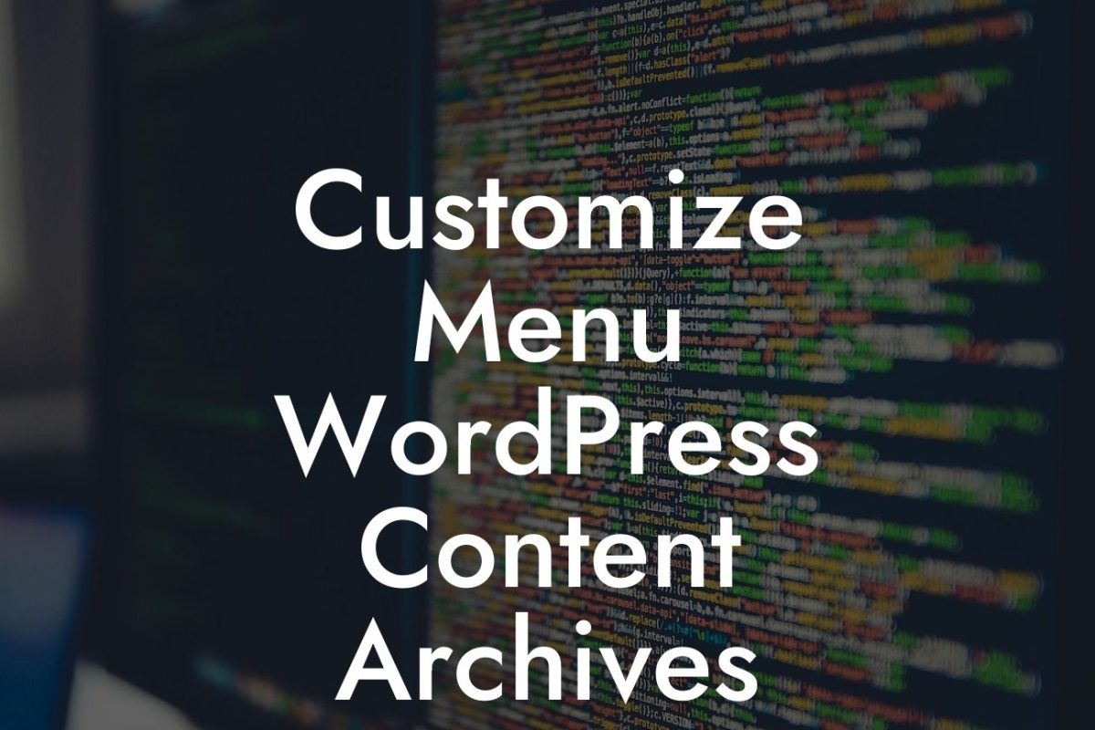 Customize Menu WordPress Content Archives