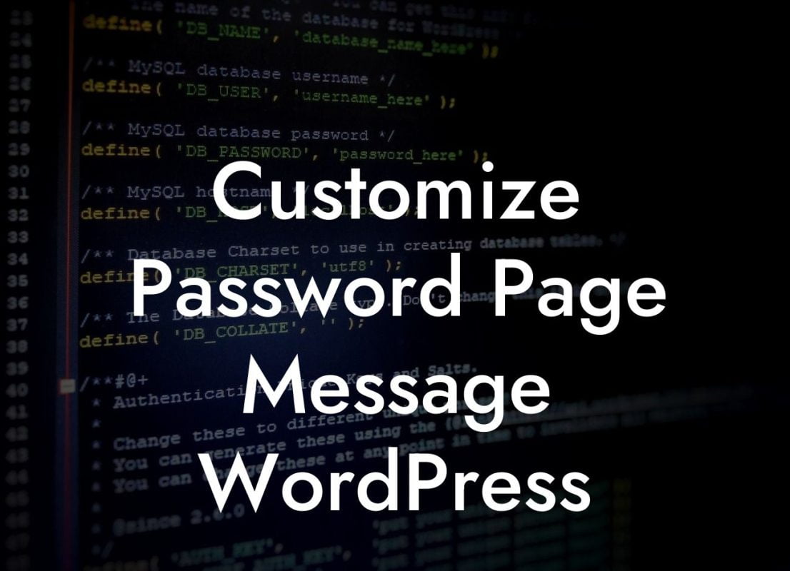 Customize Password Page Message WordPress
