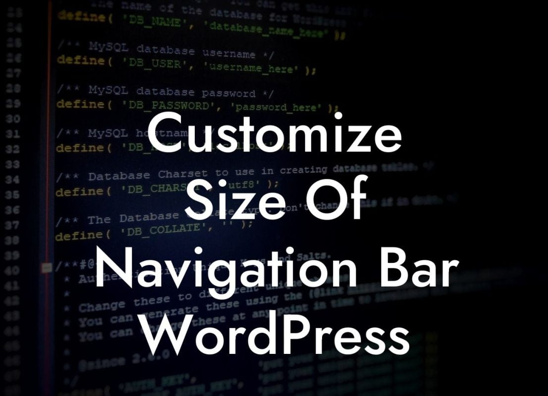 Customize Size Of Navigation Bar WordPress