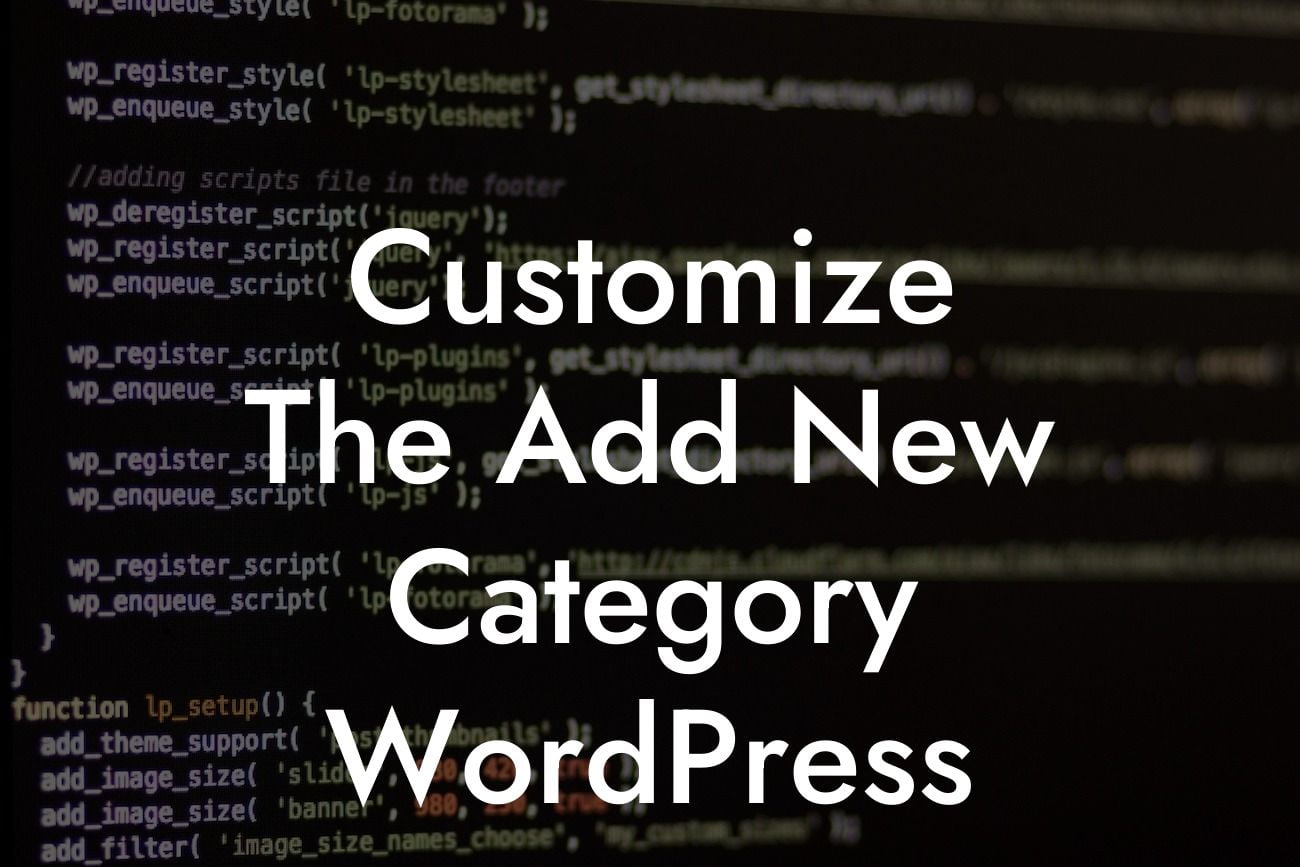 Customize The Add New Category WordPress