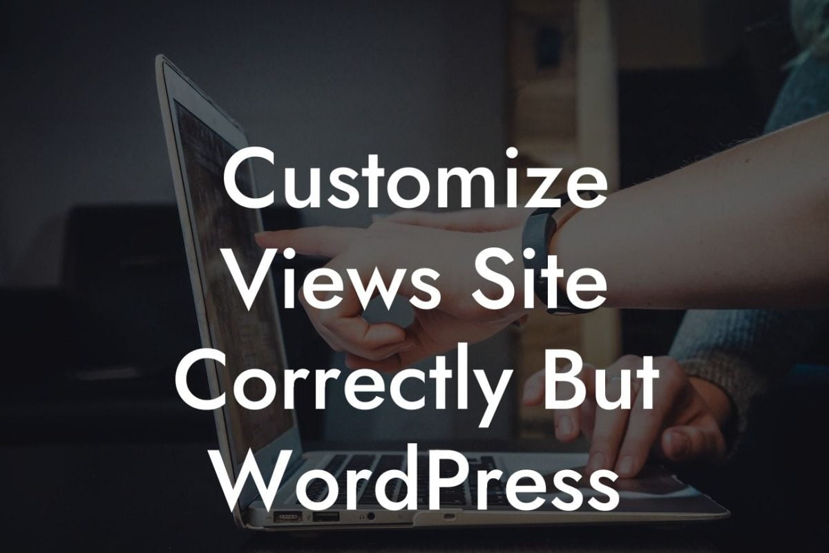 Customize Views Site Correctly But WordPress