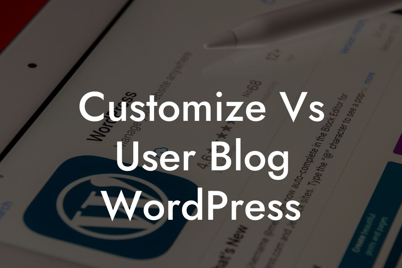 Customize Vs User Blog WordPress