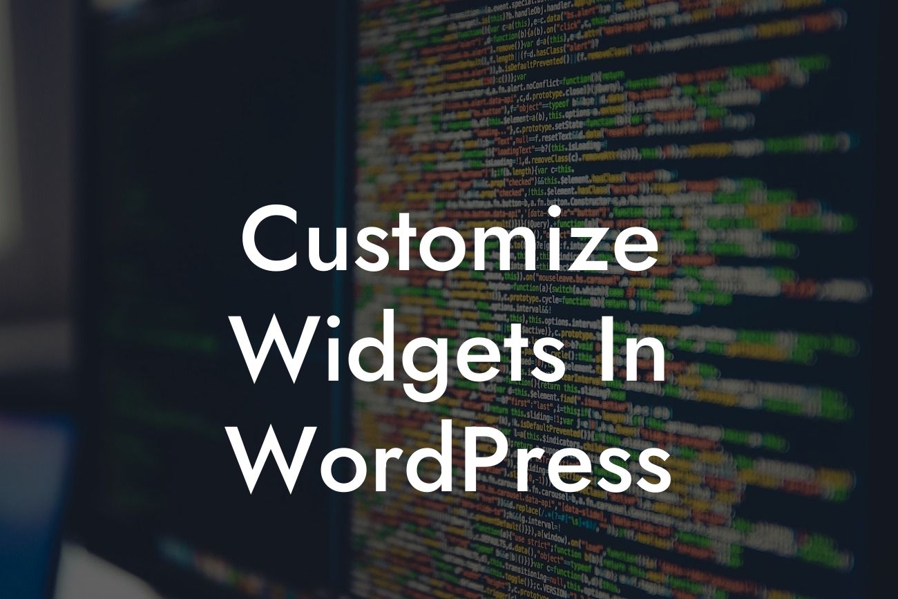 Customize Widgets In WordPress