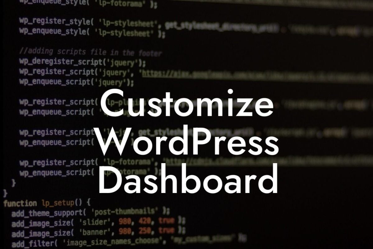 Customize WordPress Dashboard