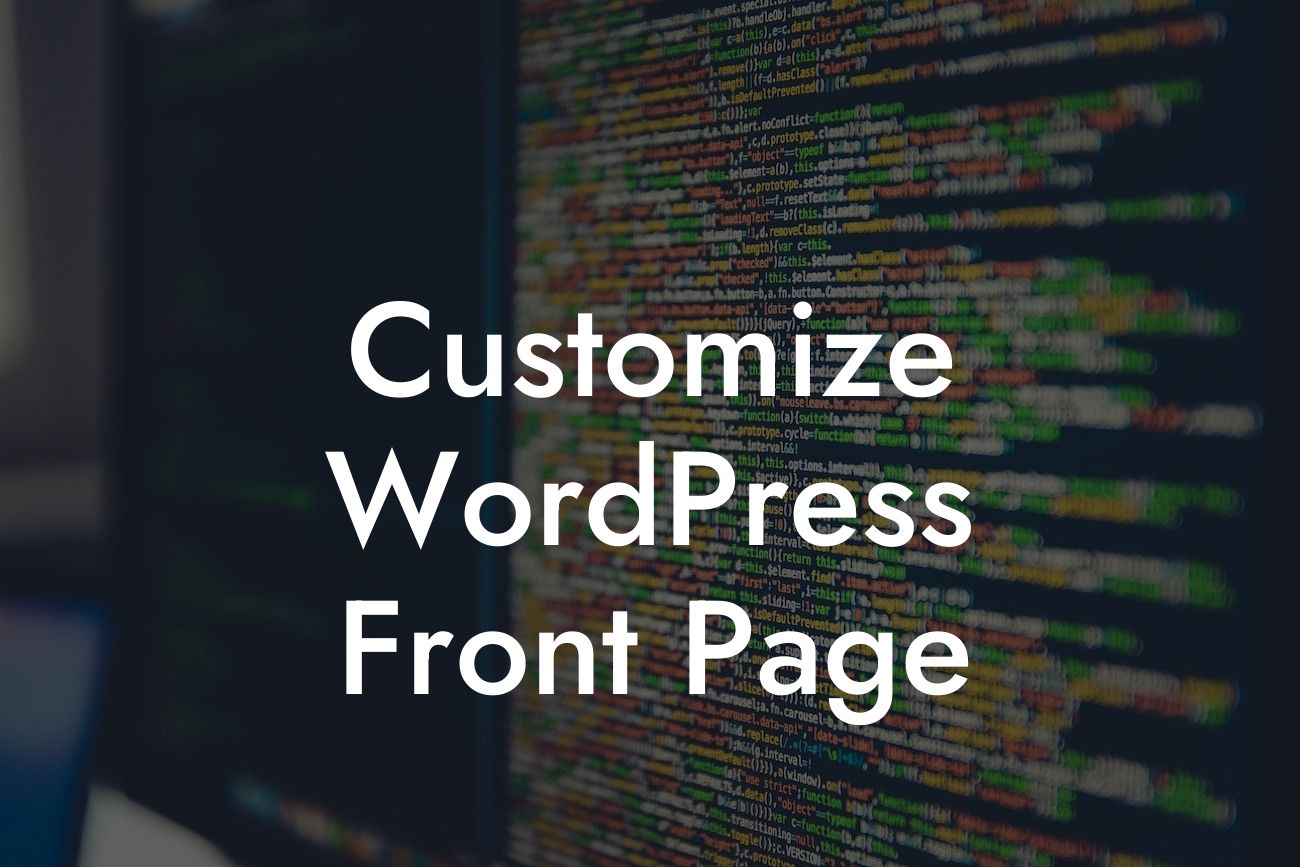 Customize WordPress Front Page