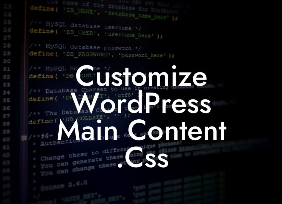 Customize WordPress Main Content .Css