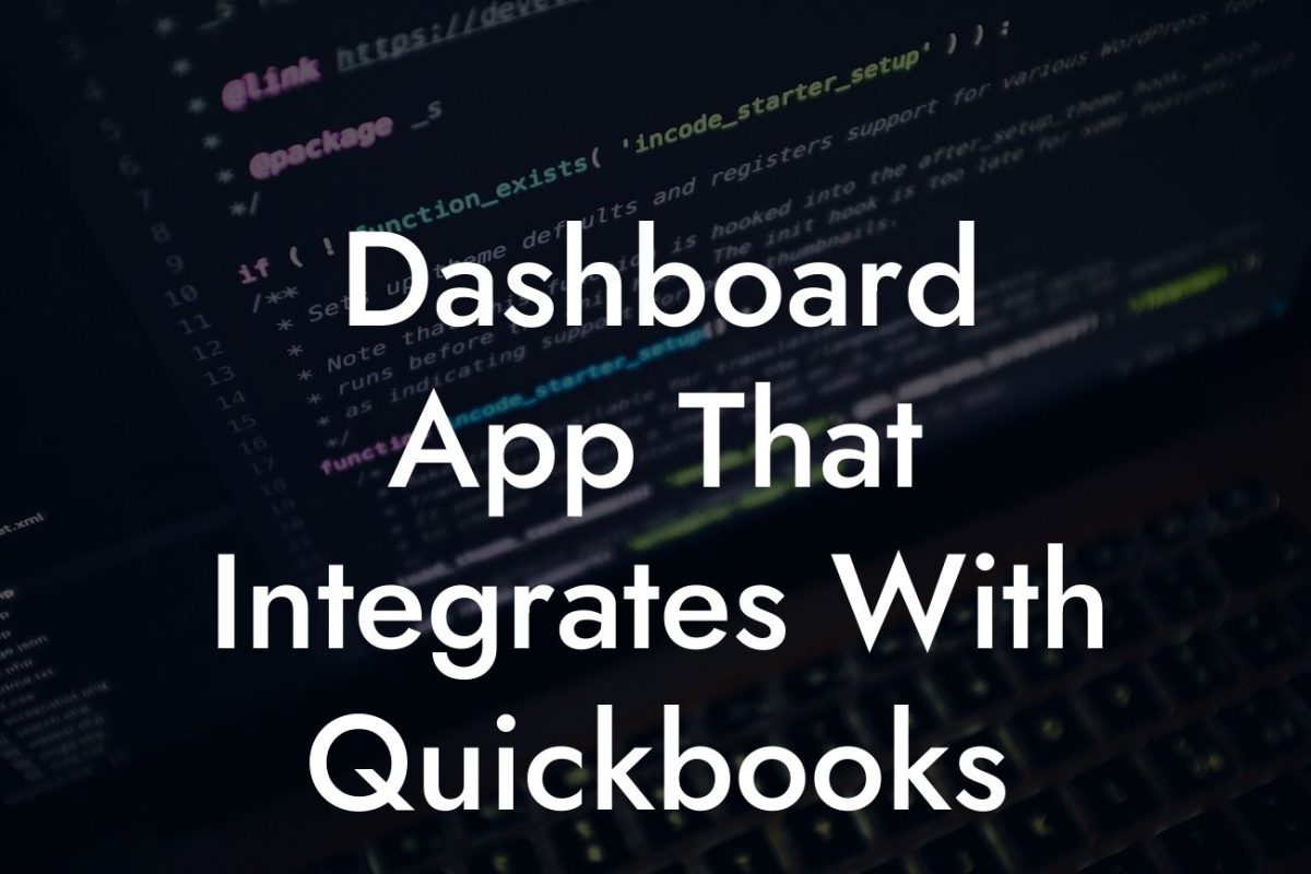 Dashboard App That Integrates With Quickbooks