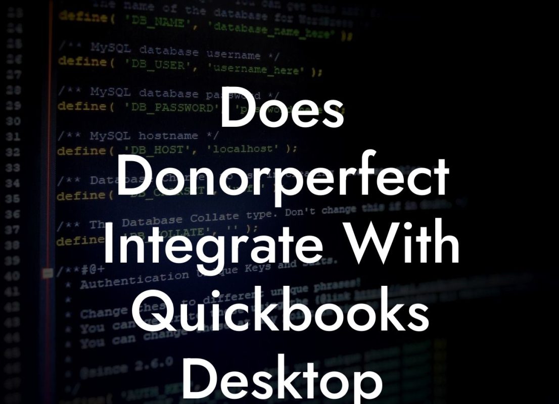 Does Donorperfect Integrate With Quickbooks Desktop