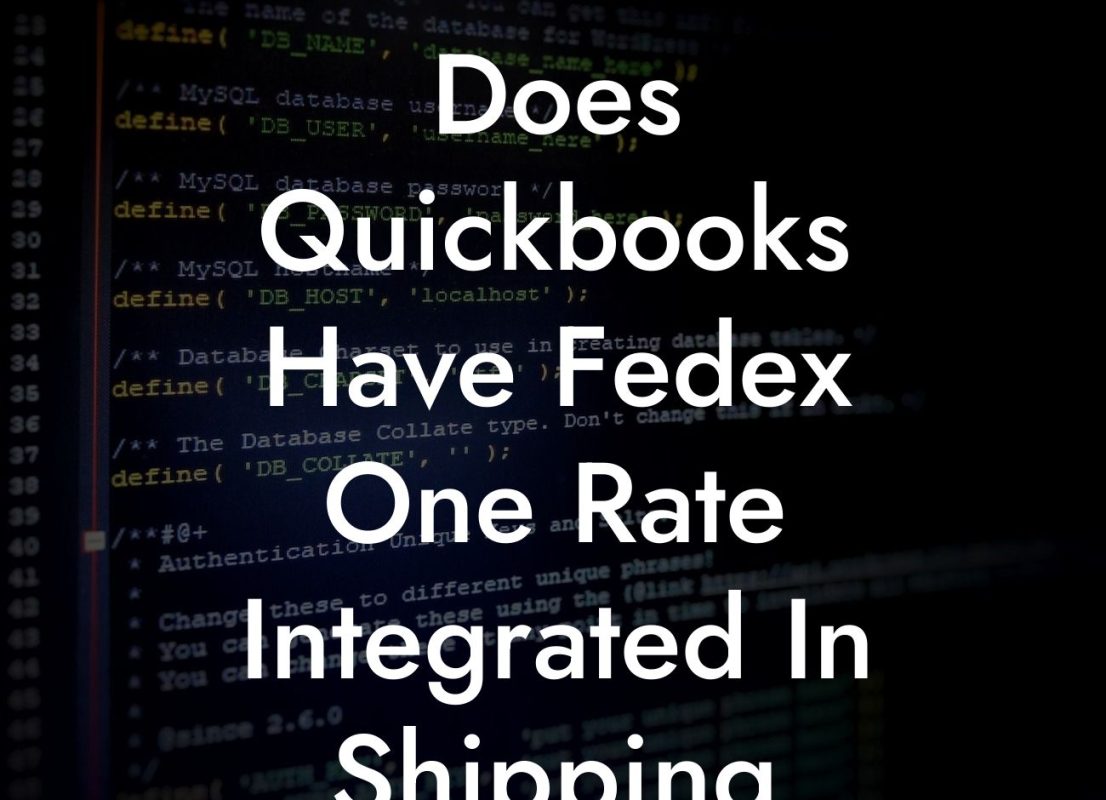 Does Quickbooks Have Fedex One Rate Integrated In Shipping Manager