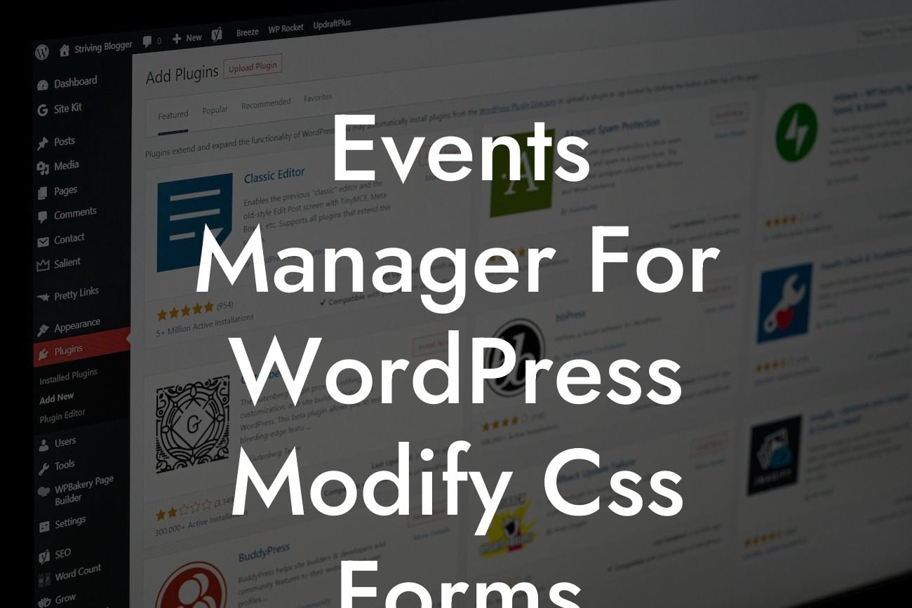 Events Manager For WordPress Modify Css Forms